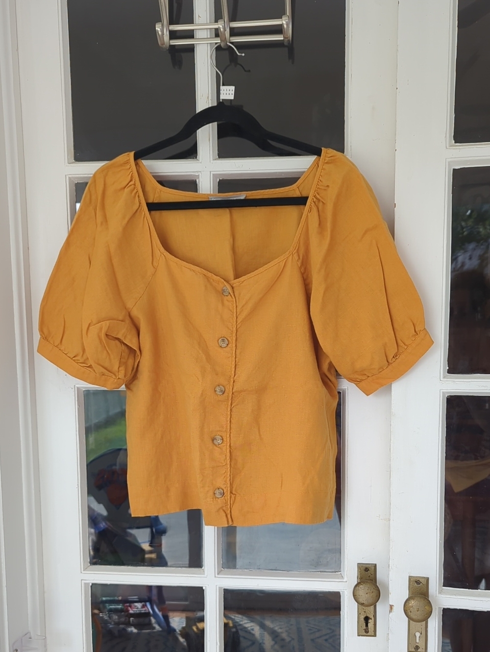 Everlane - Linen Puff-Sleeve Button-Front Top